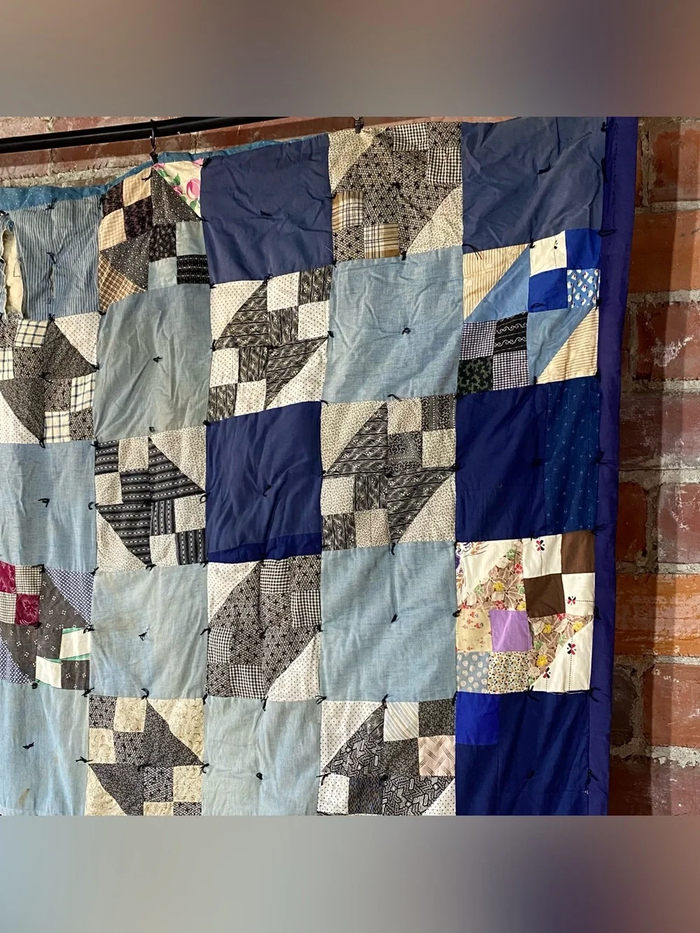 Vintage Patchwork Tie Cutter Quilt 70” x 90”
